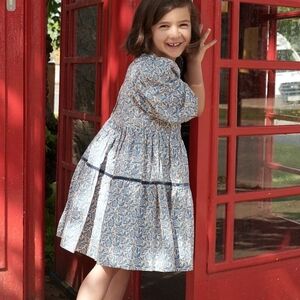 Adorable Blue Patterned Kids Dress